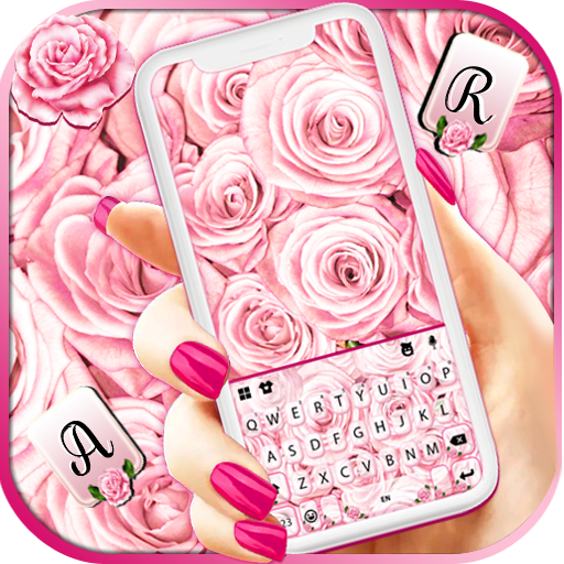 Rose Pink Flowers Klavye Arkap