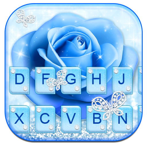 Luxury Blue Rose Keyboard Them
