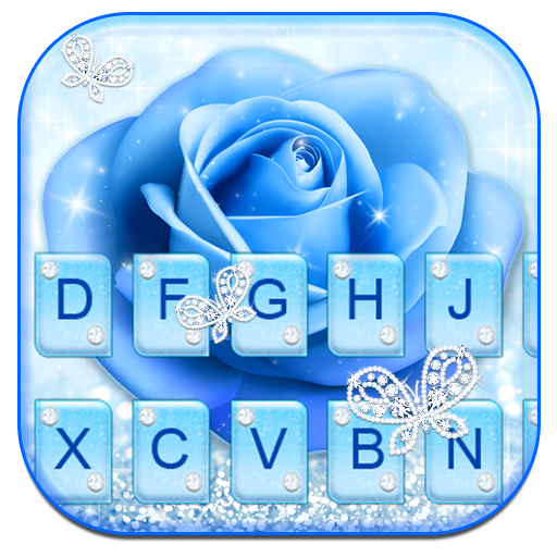 Luxury Blue Rose Keyboard Them