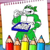 Mewarnai Kura kura Super Ninja