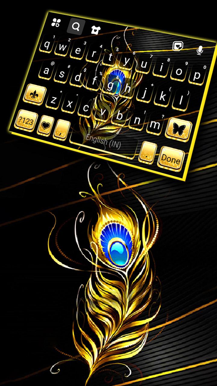 Download Black Gold Feather Keyboard Background android on PC