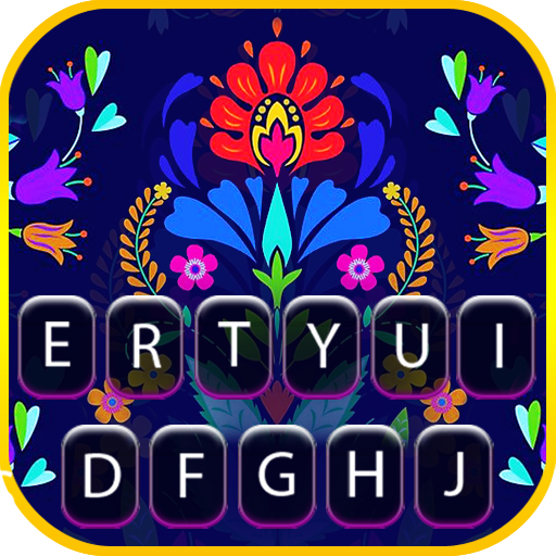 Blue Mexican Flowers Keyboard 