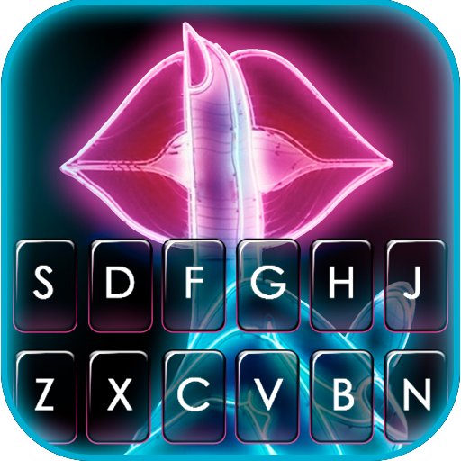 Neon Lips Keyboard Background