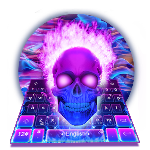 Horror Neon Fire Skull keyboard theme