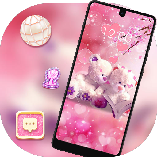 Tema bonito casal rosa urso