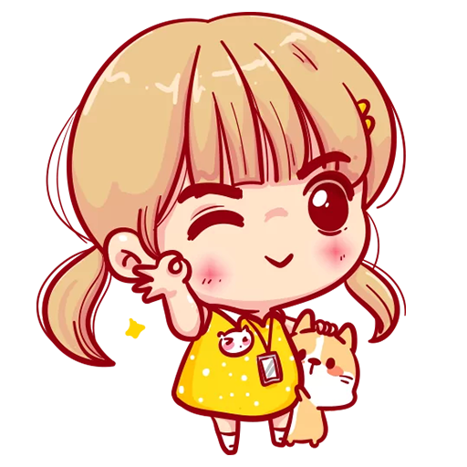 Cute Korean Chibi Girl Sticker