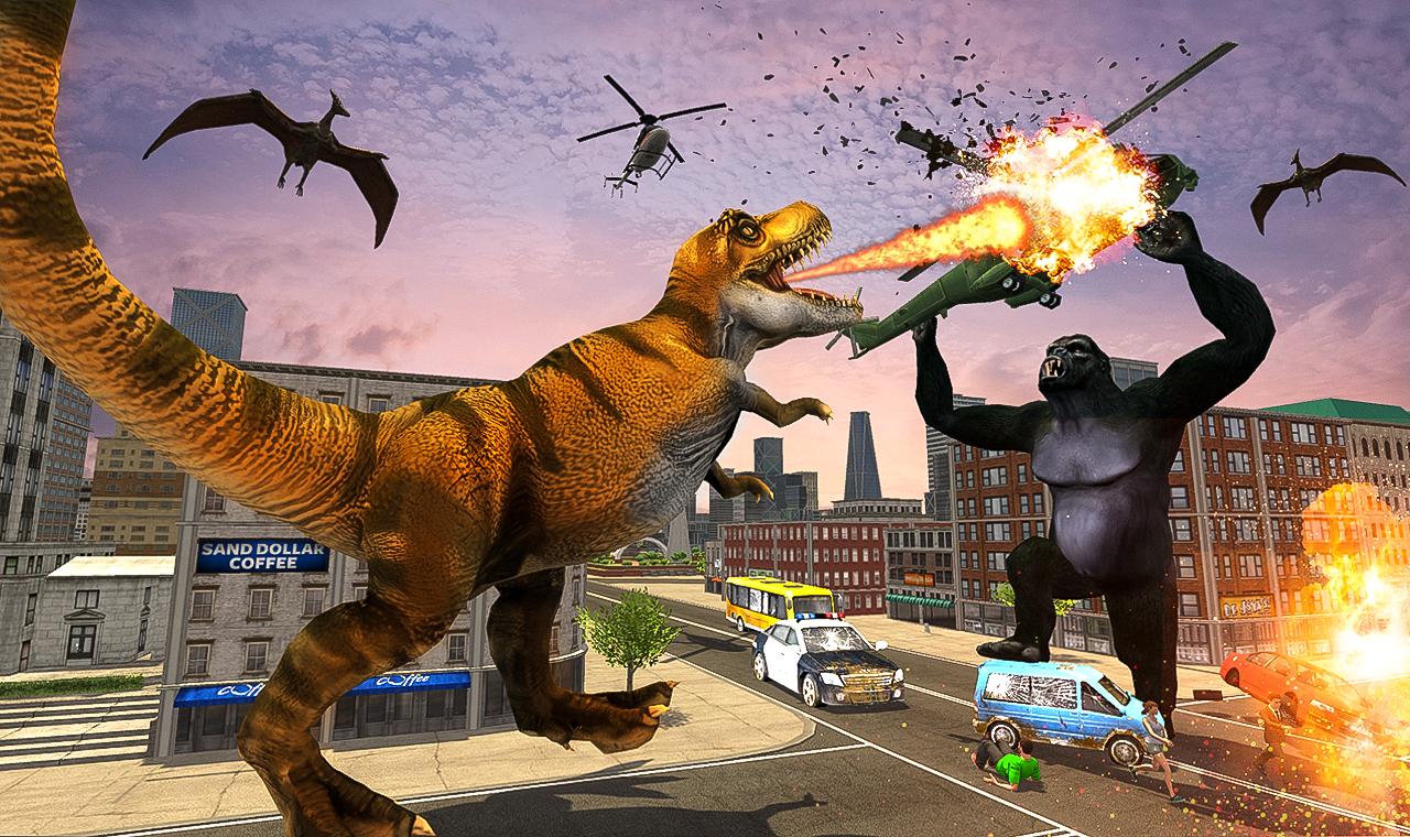 Download Gorilla Fighting Dinosaur Game android on PC