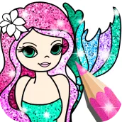 Mermaid Coloring Page Glitter