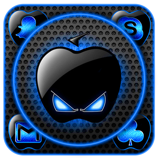 Neon Blue Black Apple Theme