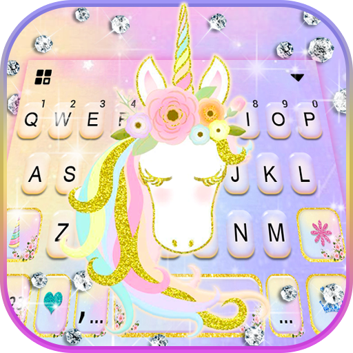 Girly Floral Unicorn Keyboard 