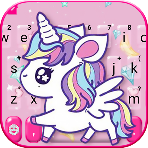 Cute Pink Unicorn Klavye Temas