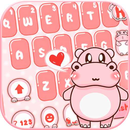 Pink Cute Hippo keyboard