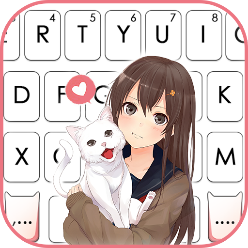 Cute Girl Kitty Keyboard Backg