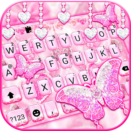 Pink Girly Butterfly keyboard