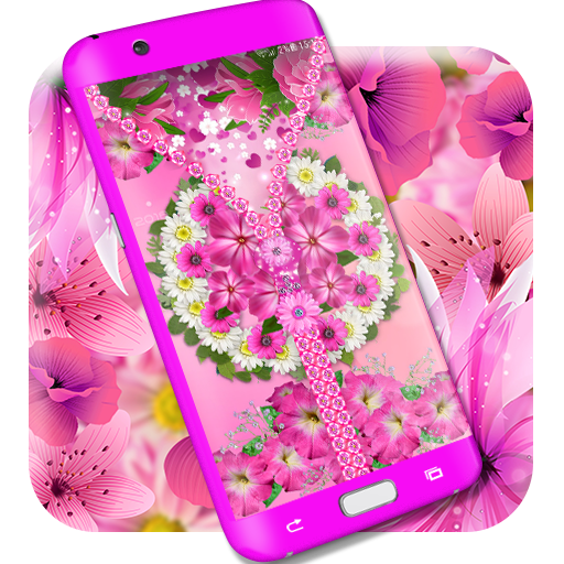 Pink flower zipper lock screen