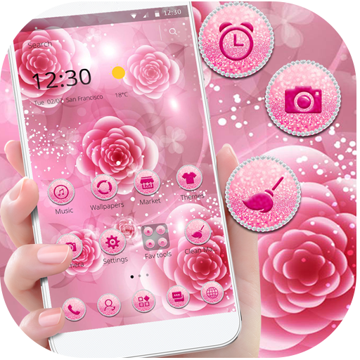 Diamond Pink Rose Mobile Theme