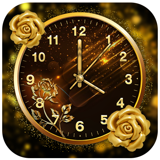 Golden Rose Clock Live Wallpaper