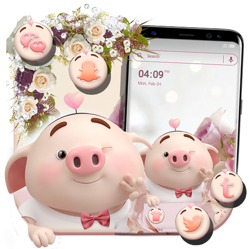 Cute Piggy Launcher Theme