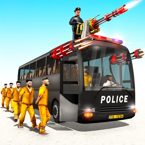 警察バス射撃-警察飛行機刑務所輸送