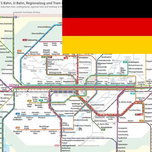 MUNICH TRAIN SUBWAY TRAM MVV MAP