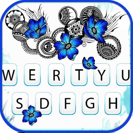 Tema Keyboard Blue Flower Art