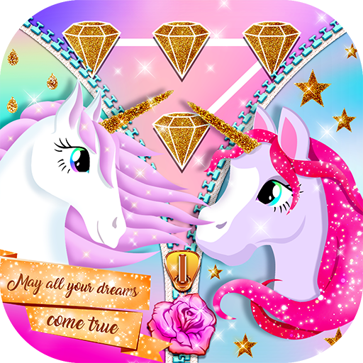 Glitter Unicorn Zipper Lock Screen