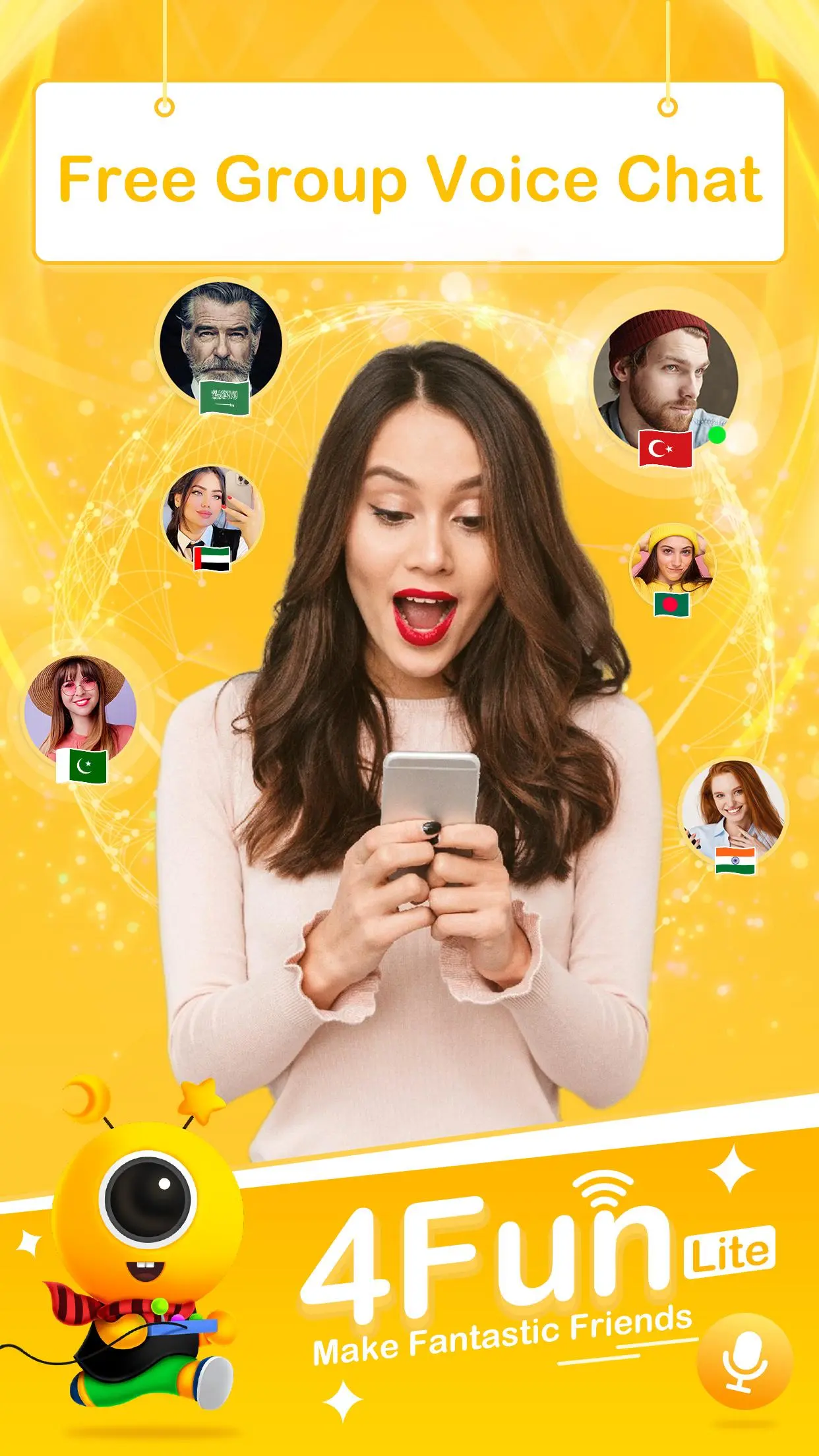 Download 4Fun Lite-Group Chat, Go Live android on PC