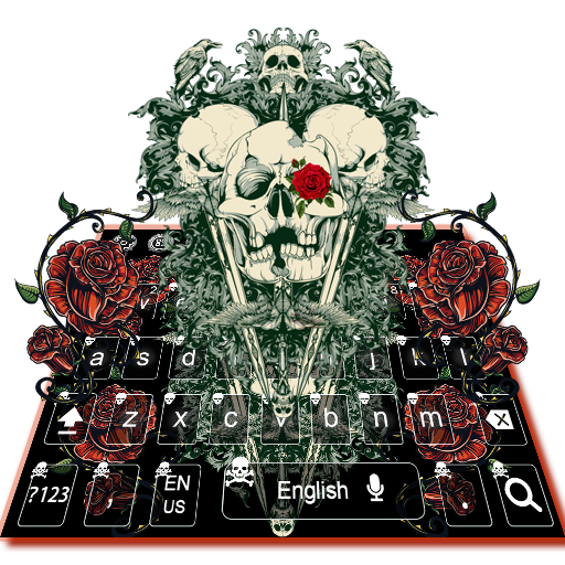 Black Rose Skull Keyboard