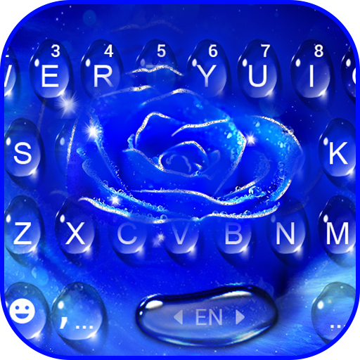 Silver Blue Rose Keyboard Them