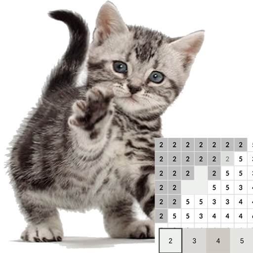 Cloring image cat with pixel a