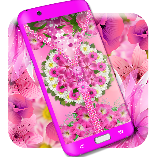Pink flower zipper lock screen