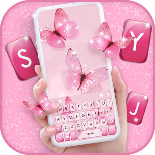 Pink Butterfly Keyboard Backgr