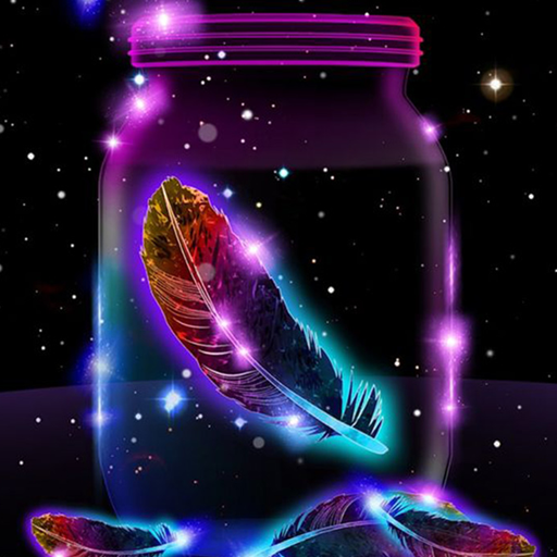 Neon Light Bottle Feather Theme