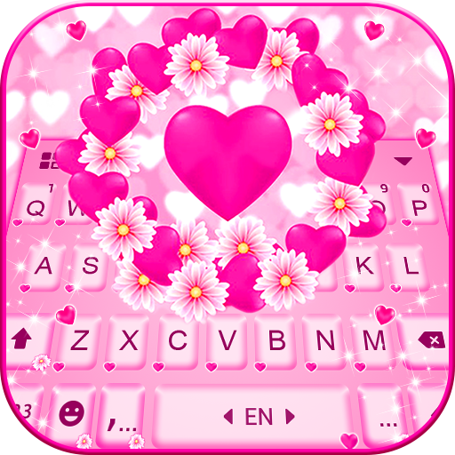 Pink Floral Heart Keyboard Bac