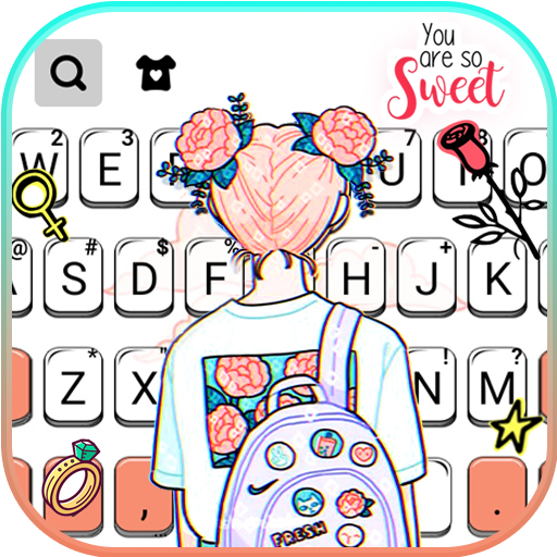 Doodle Cartoon Girl Keyboard B