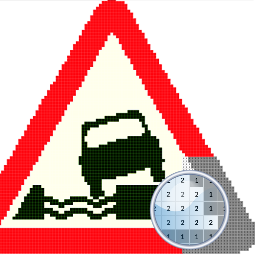 Traffic Sign Color By Number-Pixel: Coloring Book