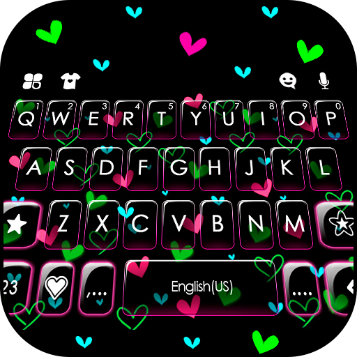 Shiny Neon Hearts Theme