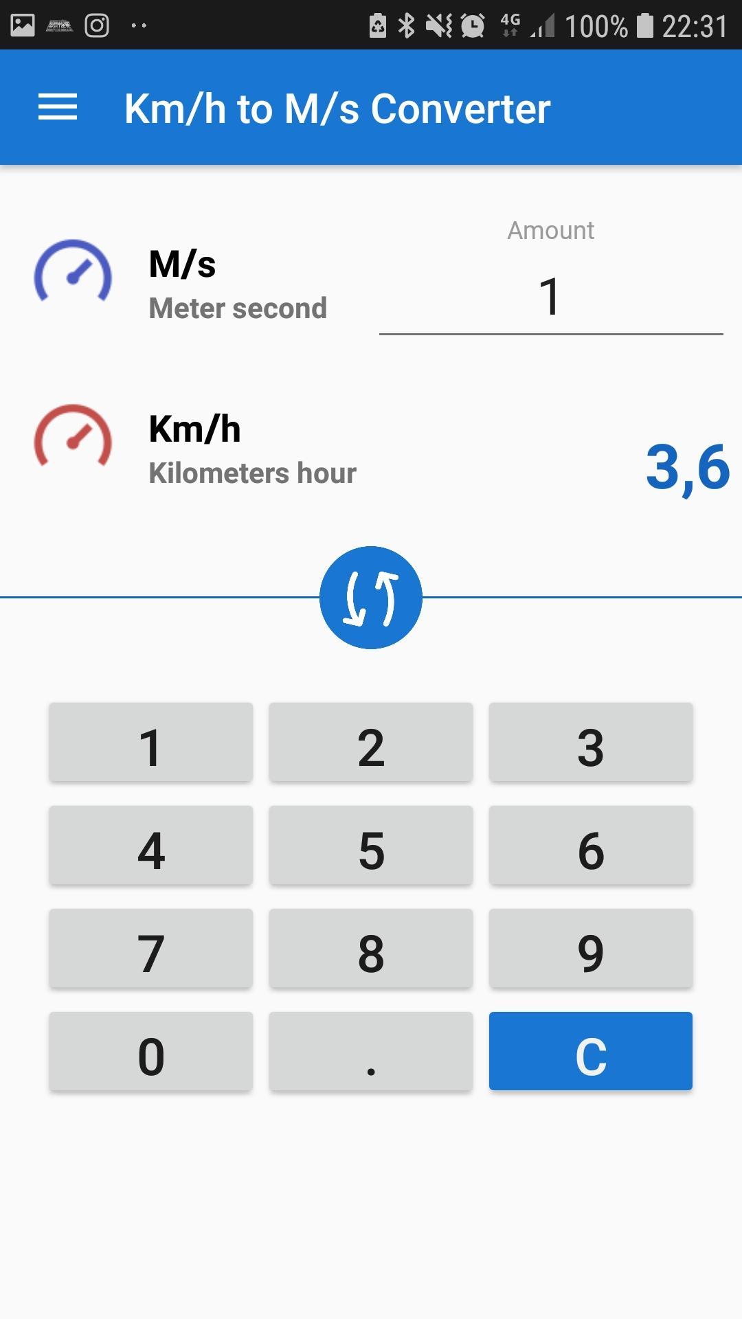 Download Km/h to M/s kilometer/hour to meter/second android on PC