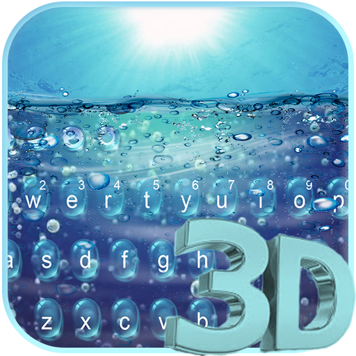 3D Blue Glass Water Keyboard