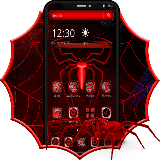 Cool red black spider technology theme