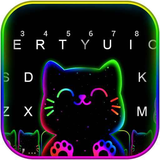 Neon Rainbow Cat Keyboard Them