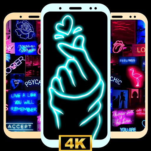 papel de parede de neon 4k