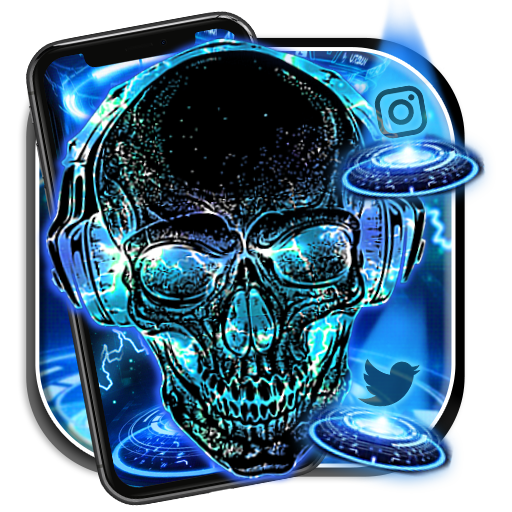 Neon Tech Skull Themes HD Wall