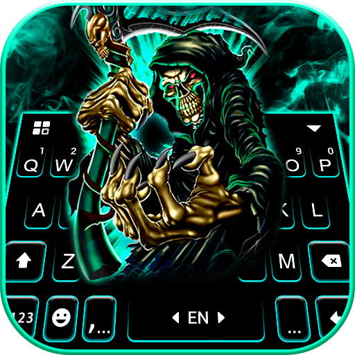 Neon Reaper Skull keyboard