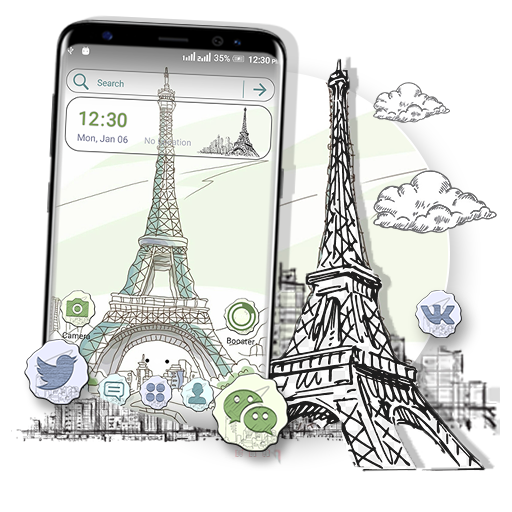 Sketch Eiffel Tower Theme