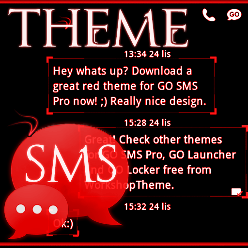 Theme Red Neon GO SMS