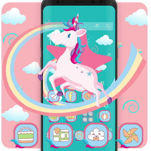 Pink Lovely Flying Unicorn Theme