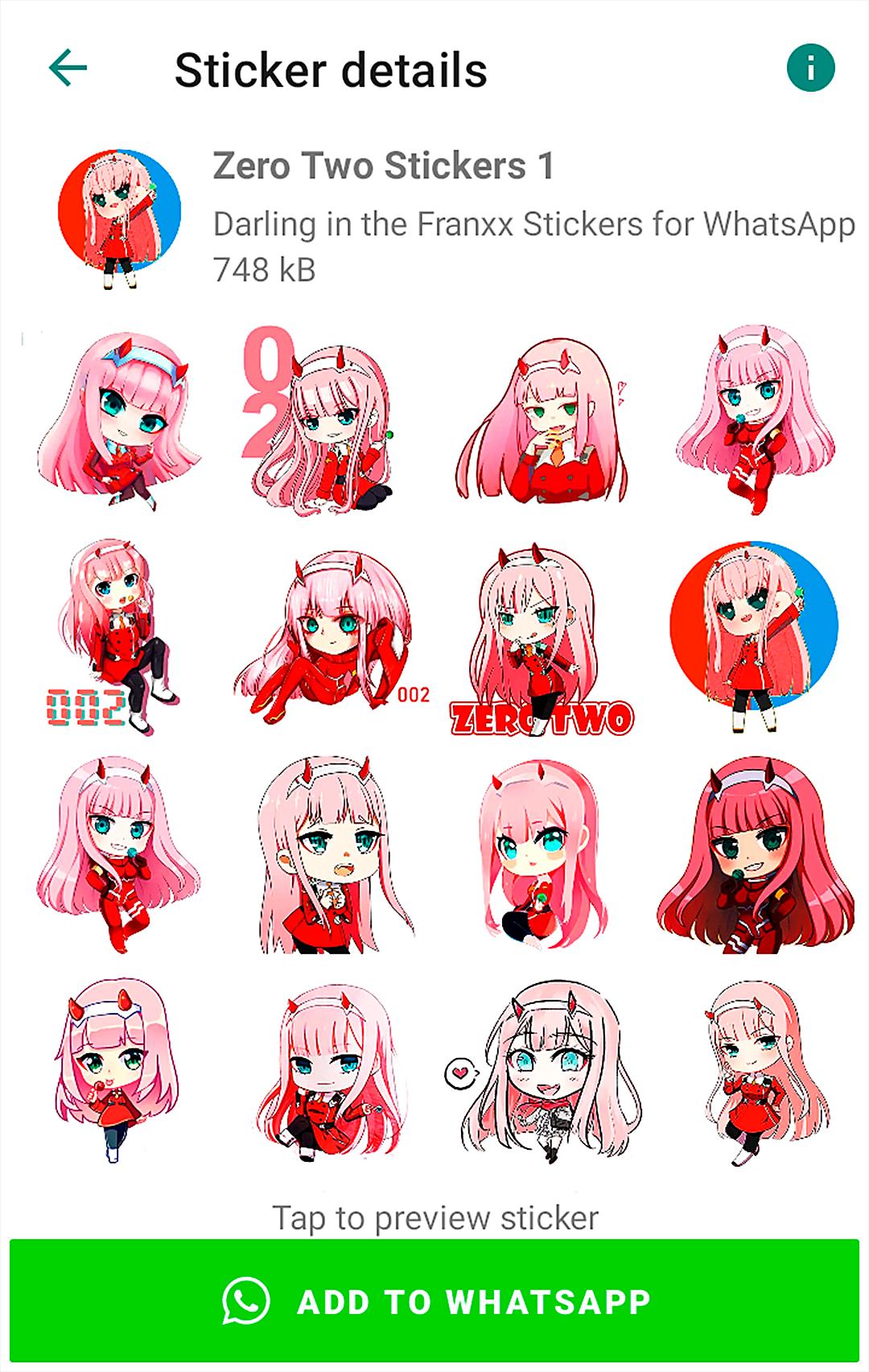 Zero Two Sticker Pack, Darling in the FranXX, Stickers