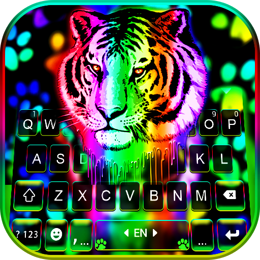 Rainbow Neon Tiger Keyboard Ba