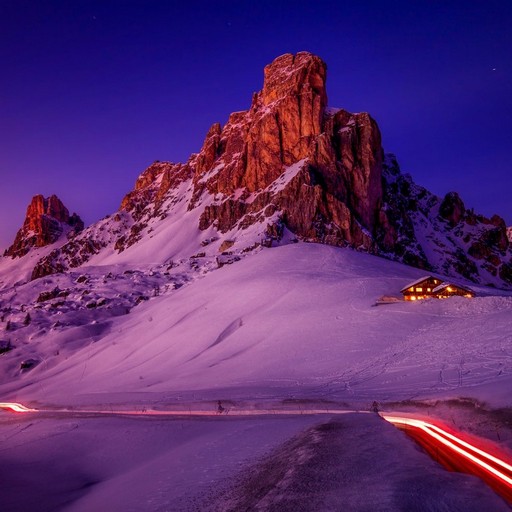 Snowy mountain view